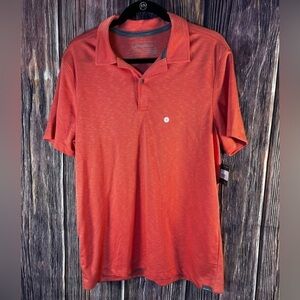 NWT Eddie Bauer Coral/Red Polo Shirt with Textured Fabric Size L